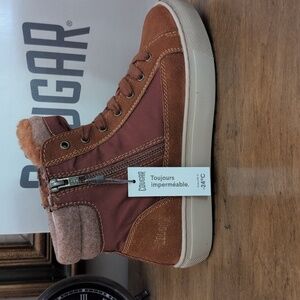 Cougar Tan and Brown High-Top Sneakers